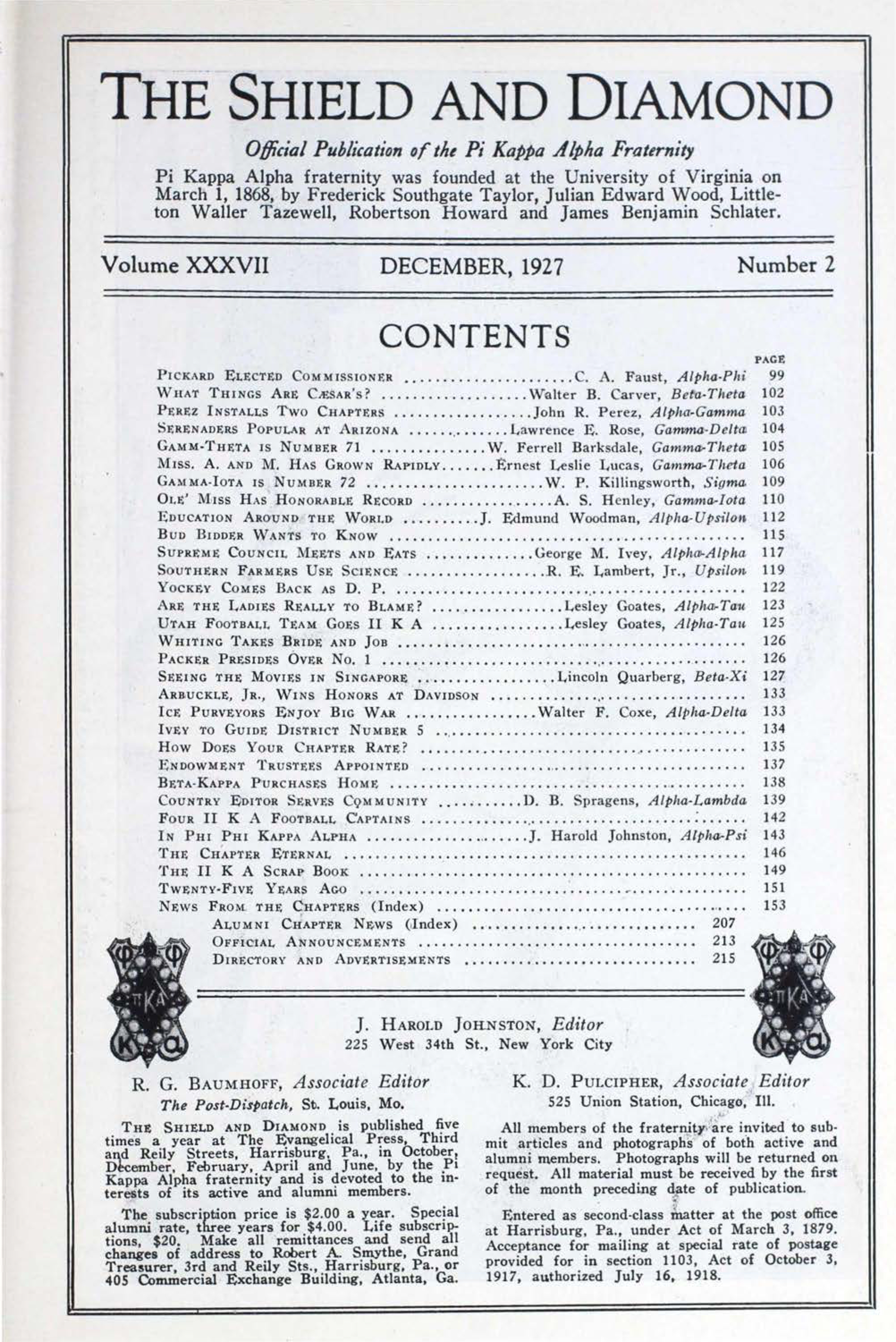 Shield and Diamond, Vol. 37, No. 2, December 1927